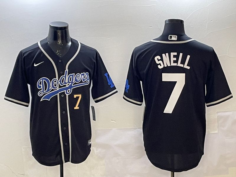 Men Los Angeles Dodgers #7 Snell Black Fashion Game 2025 Nike MLB Jersey style 6